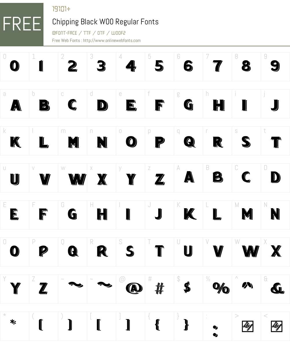 ChippingBlackW00-Regular Font Screenshots