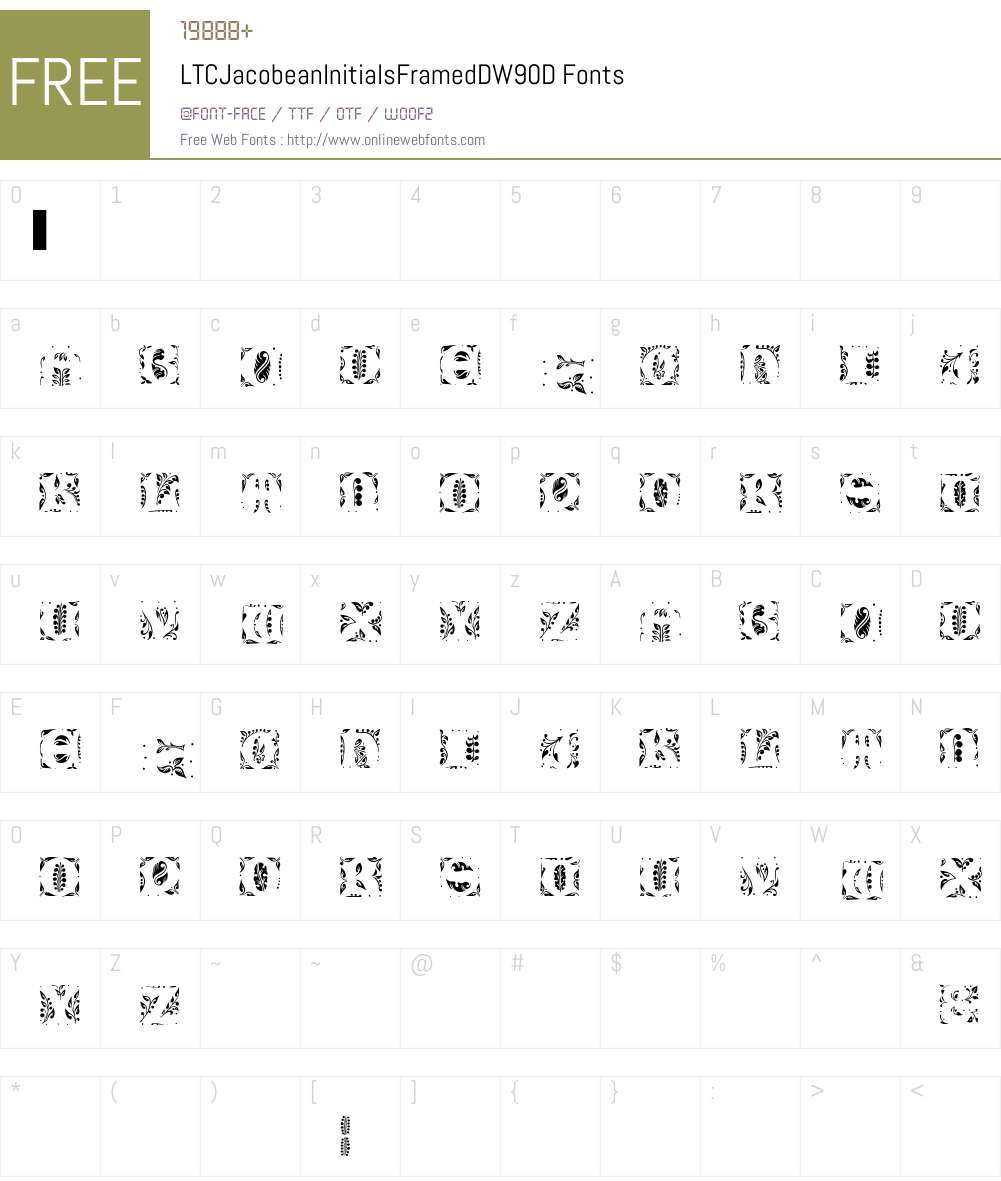 LTCJacobeanInitialsFramedDW90-D Font Screenshots
