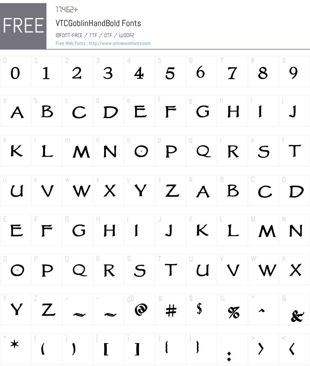 VTCGoblinHand Font Screenshots