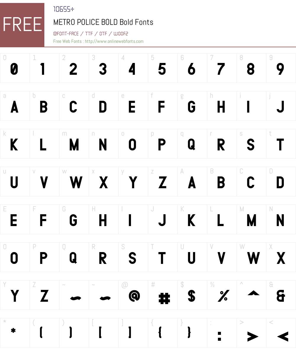 METRO POLICE BOLD 1.00;September 27, 2021;FontCreator 13.0.0.2683 64 ...