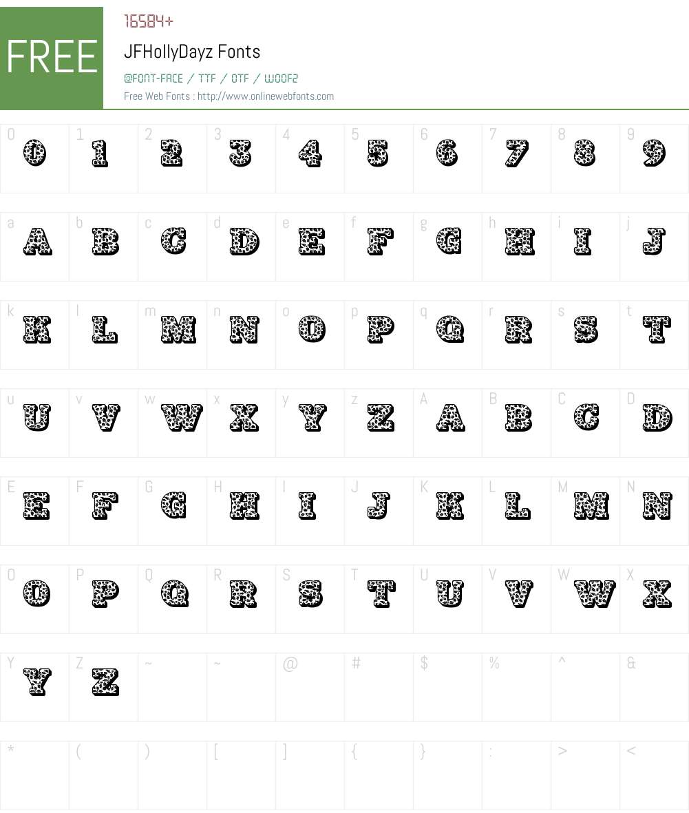 JFHollyDayz Font Screenshots
