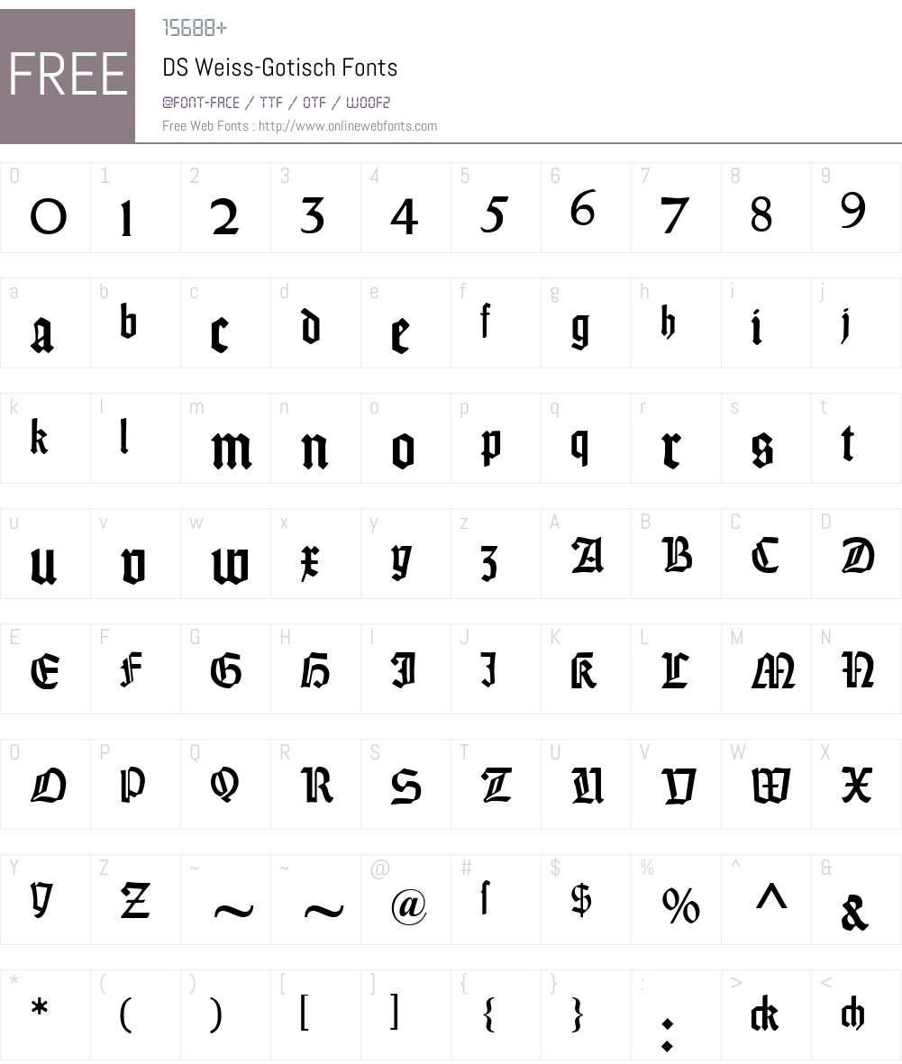 DS Weiss-Gotisch Font Screenshots