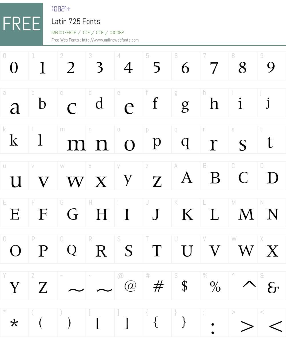 Latin 725 Font Screenshots