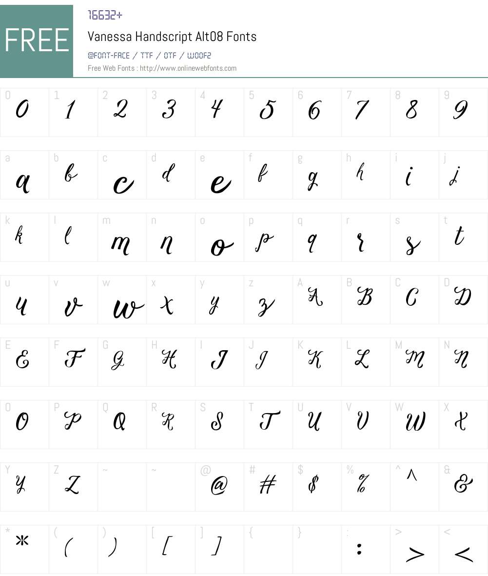 Vanessa Handscript Alt08 Font Screenshots