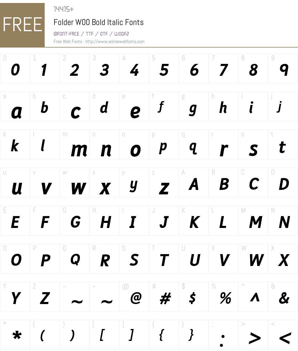 FolderW00-BoldItalic Font Screenshots