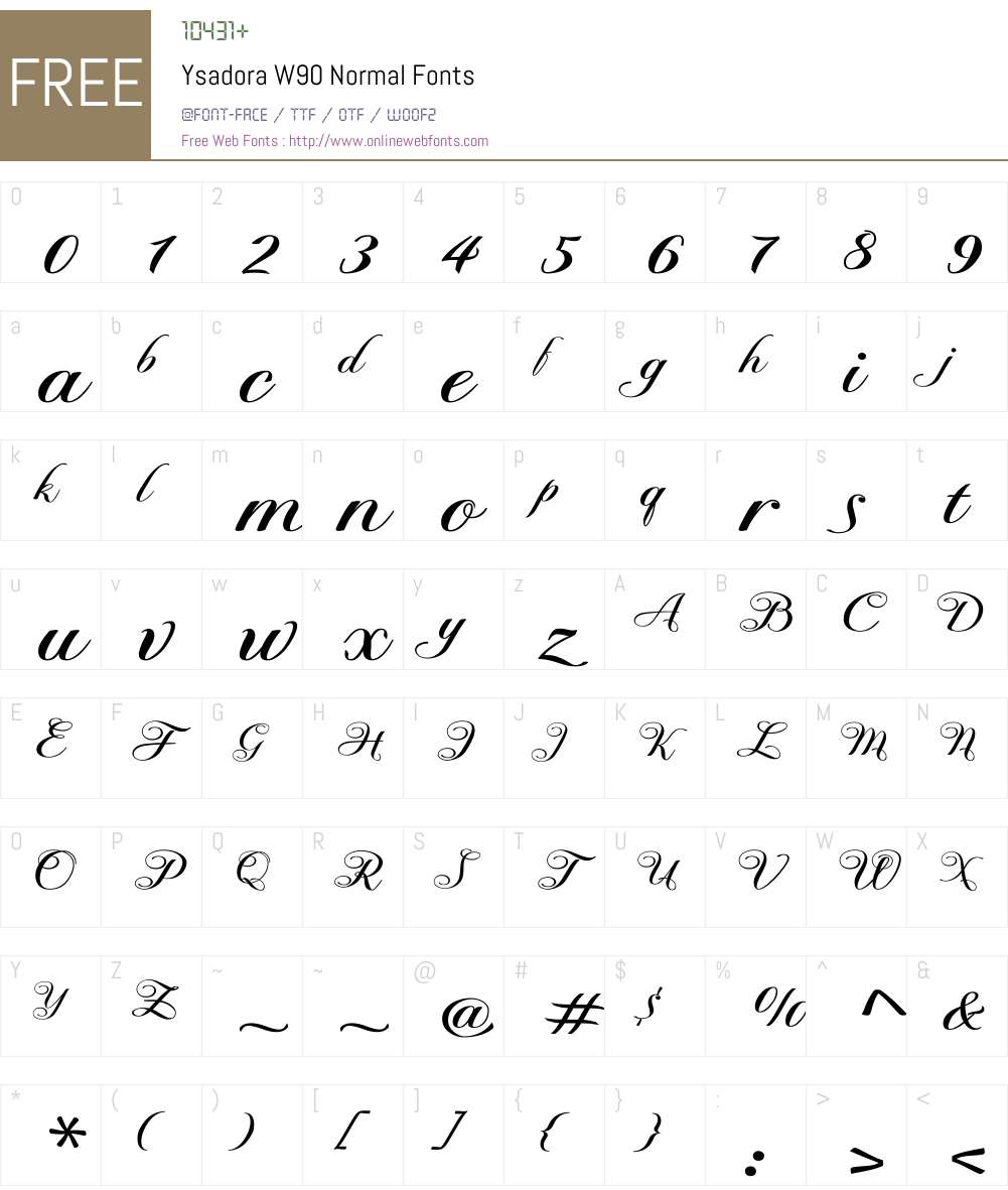 YsadoraW90-Normal Font Screenshots