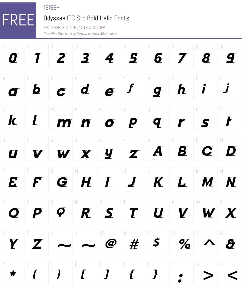 Odyssee ITC Std Font Screenshots