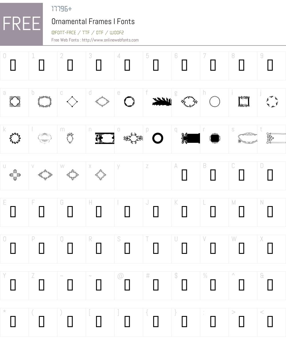 Ornamental Frames I Font Screenshots