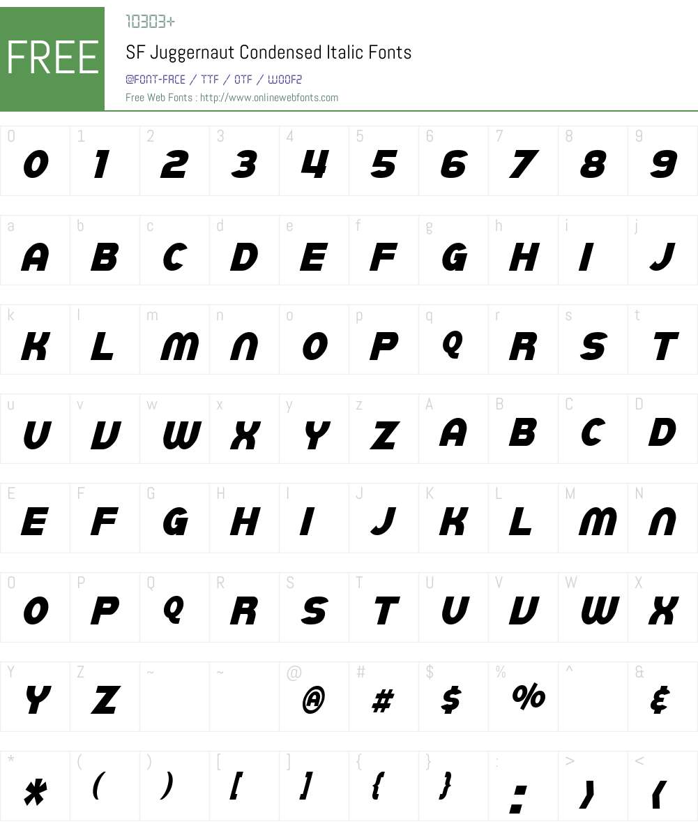 SF Juggernaut Condensed Font Screenshots