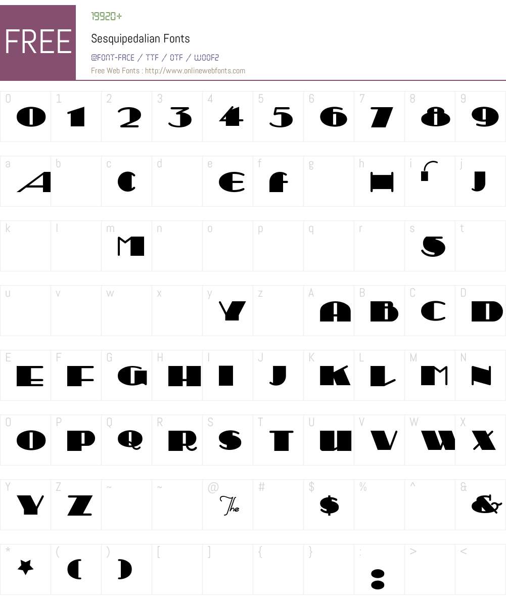 Sesquipedalian Font Screenshots