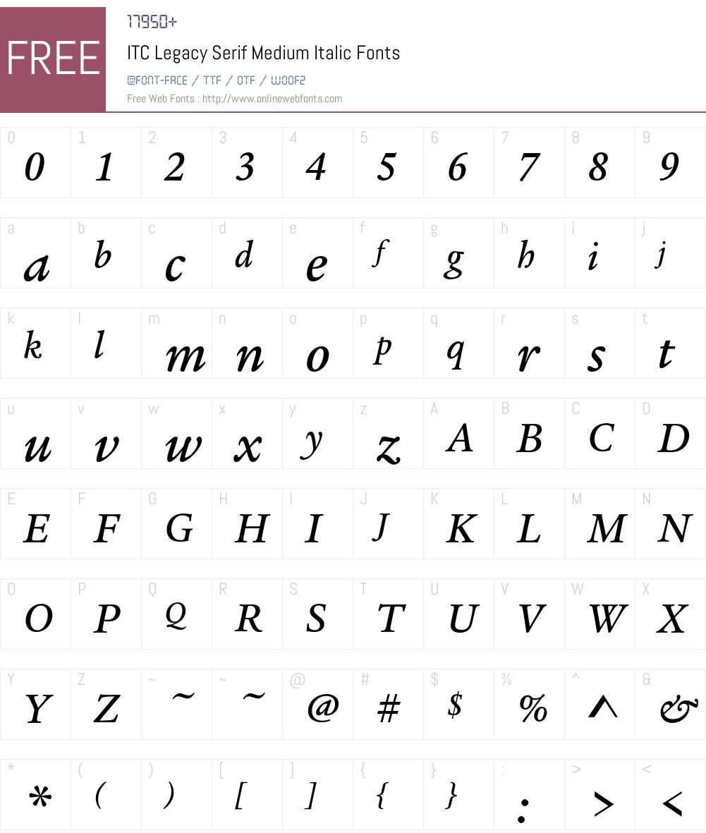 ITC Legacy Serif Font Screenshots