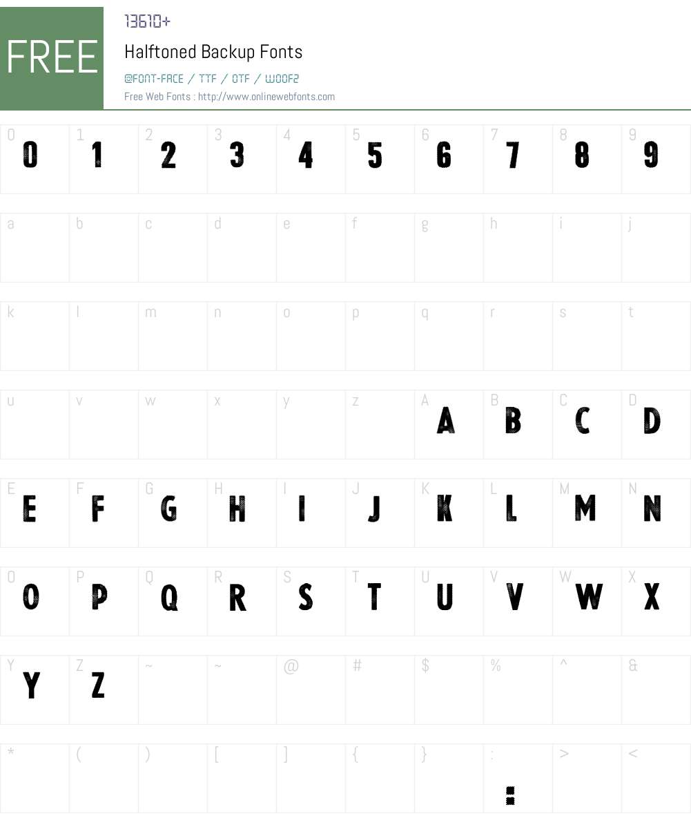 Halftoned Backup Font Screenshots