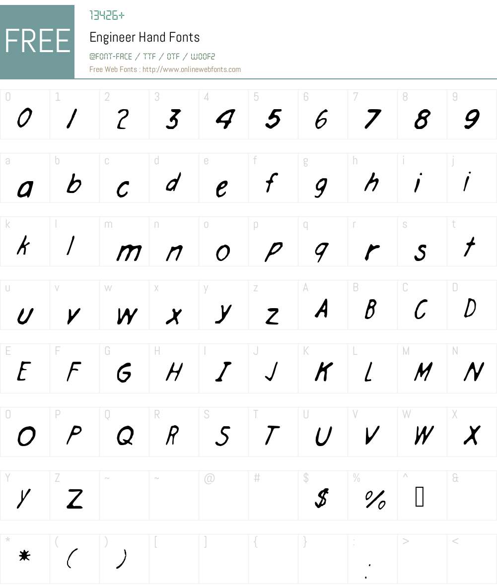 Engineer Hand Font Screenshots
