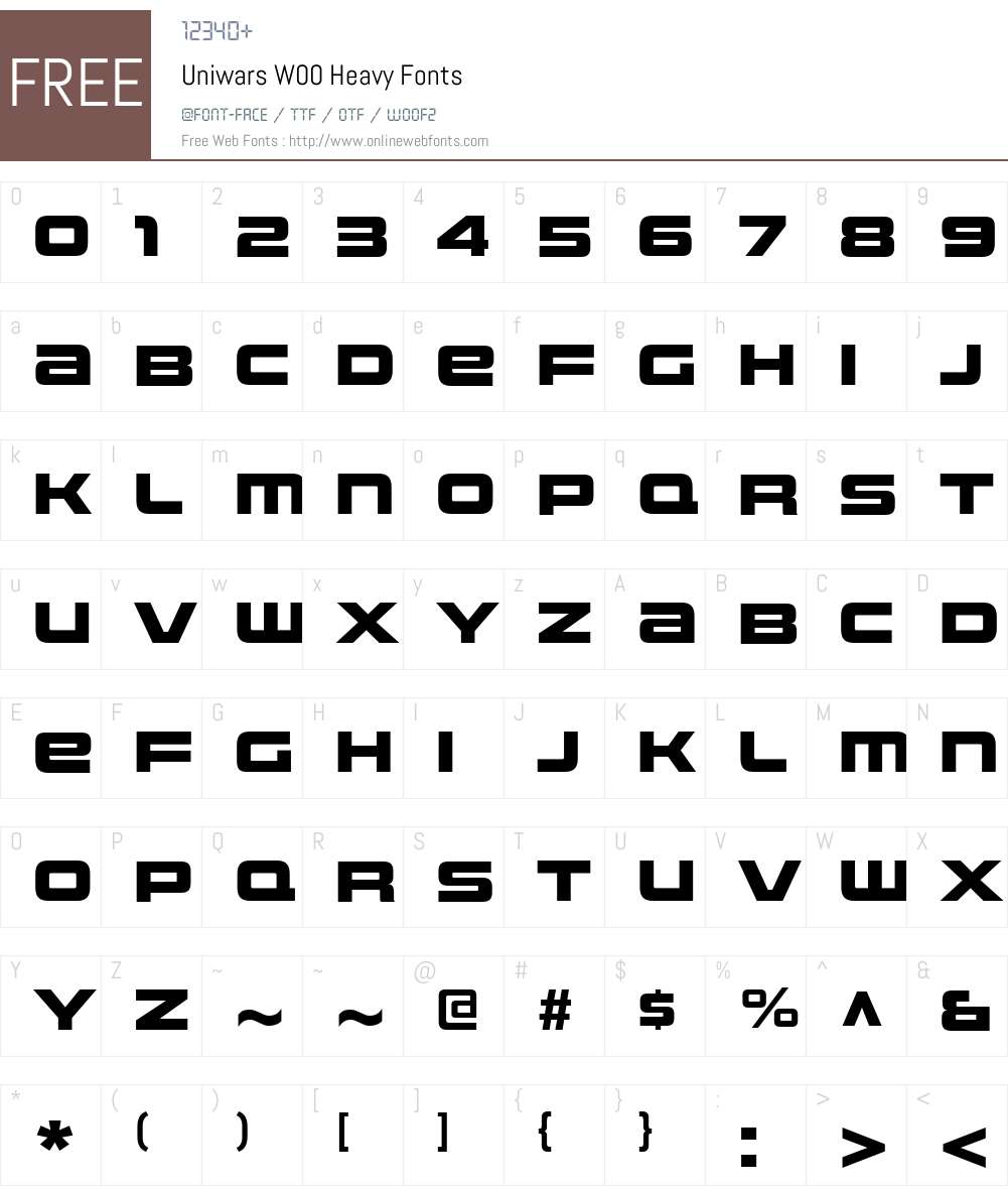 UniwarsW00-Heavy Font Screenshots