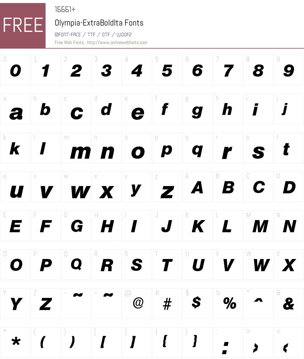Olympia-ExtraBoldIta Font Screenshots