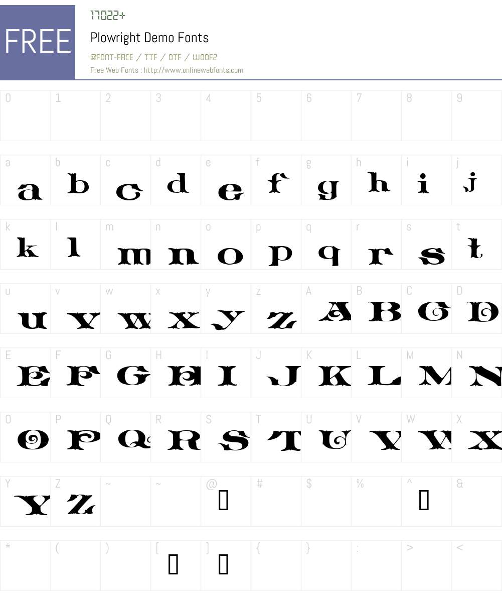 Plowright Demo Font Screenshots
