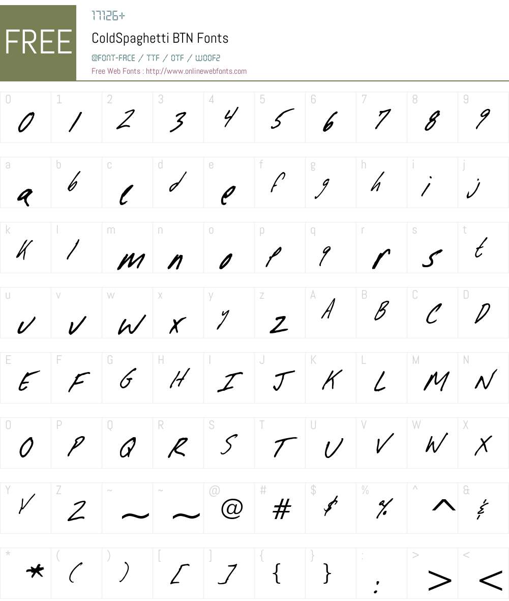 ColdSpaghetti BTN Font Screenshots