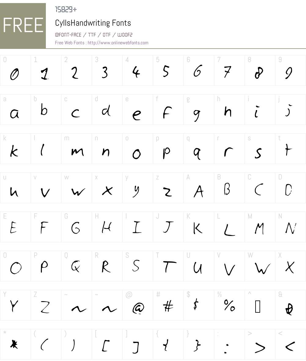 CyllsHandwriting Font Screenshots