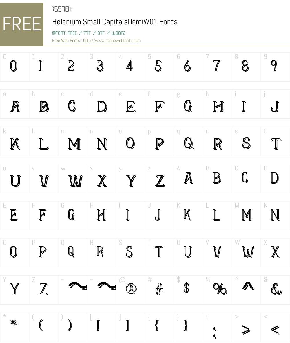 HeleniumSmallCapitalsDemiW01 Font Screenshots