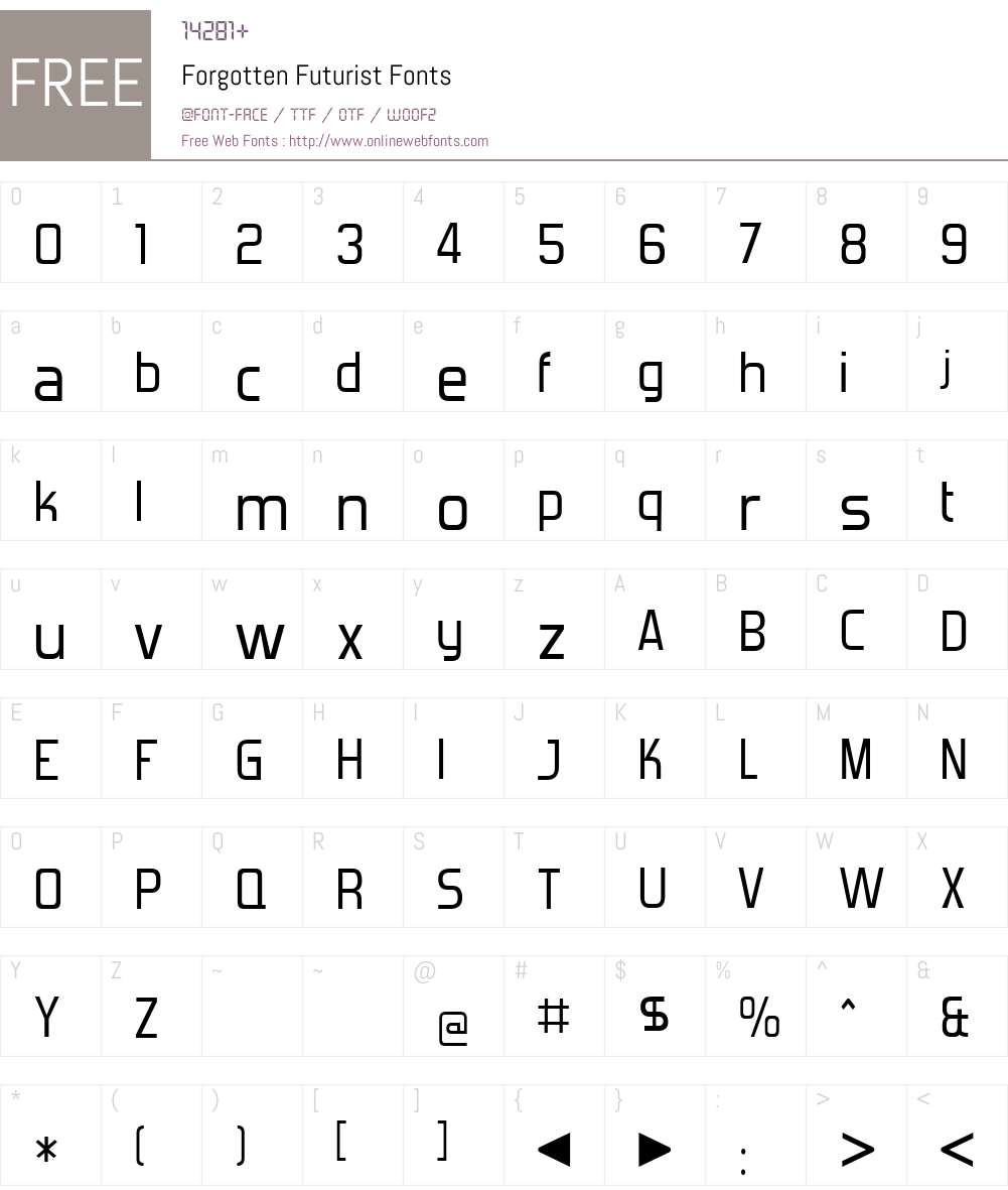 Forgotten Futurist Font Screenshots