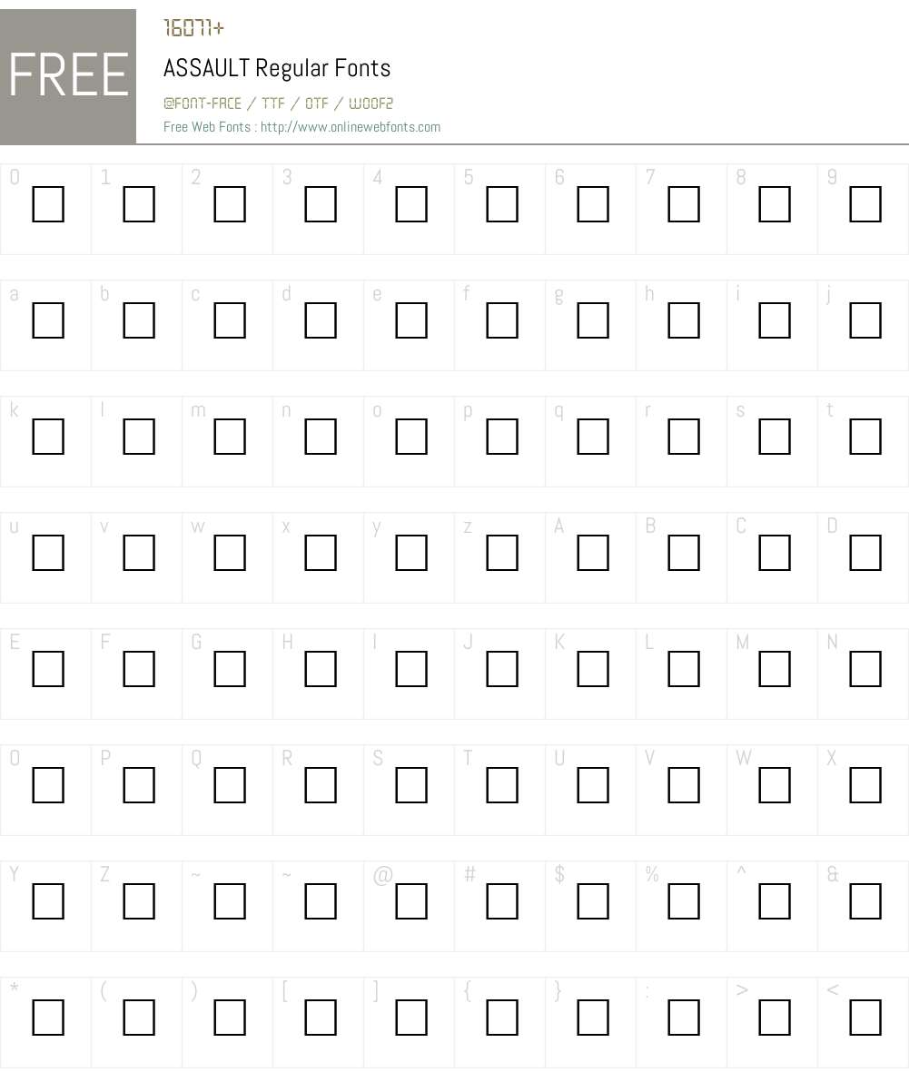 ASSAULT Font Screenshots