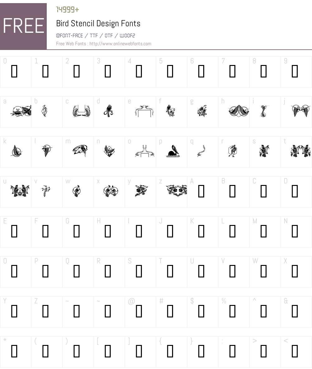 Bird Stencil Design Font Screenshots