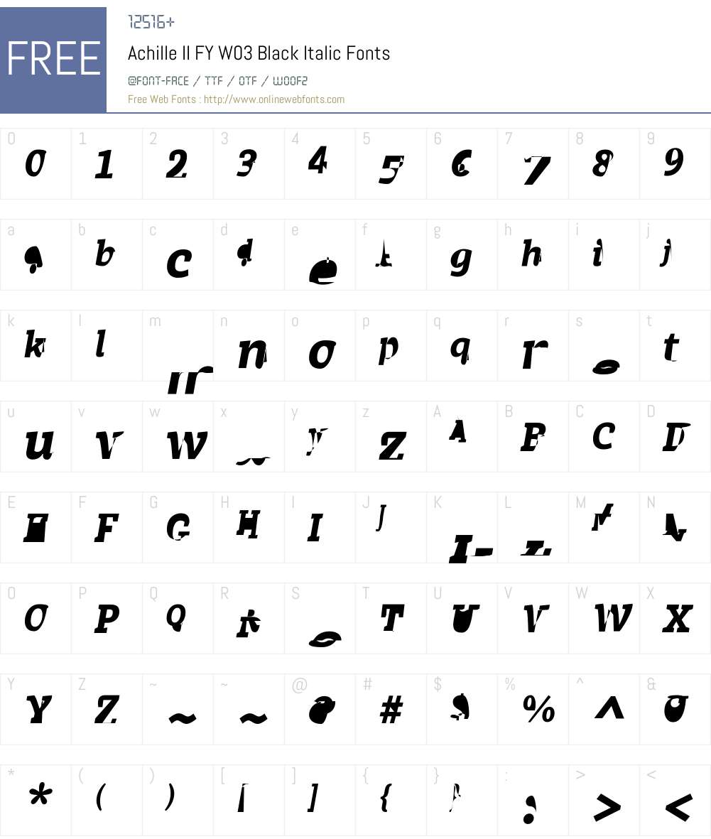 Achille II FY Font Screenshots