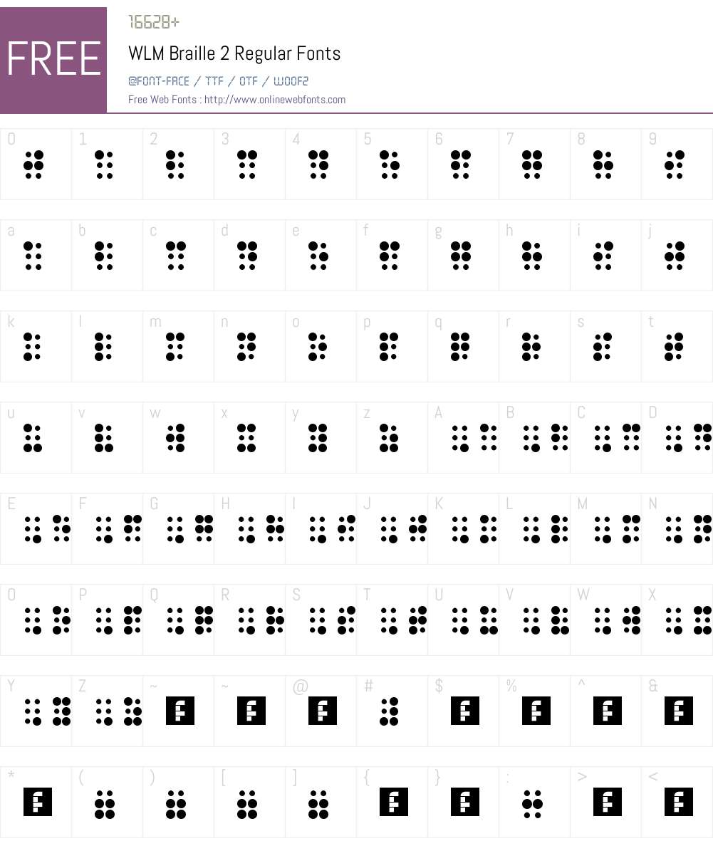 WLM Braille 2 Font Screenshots