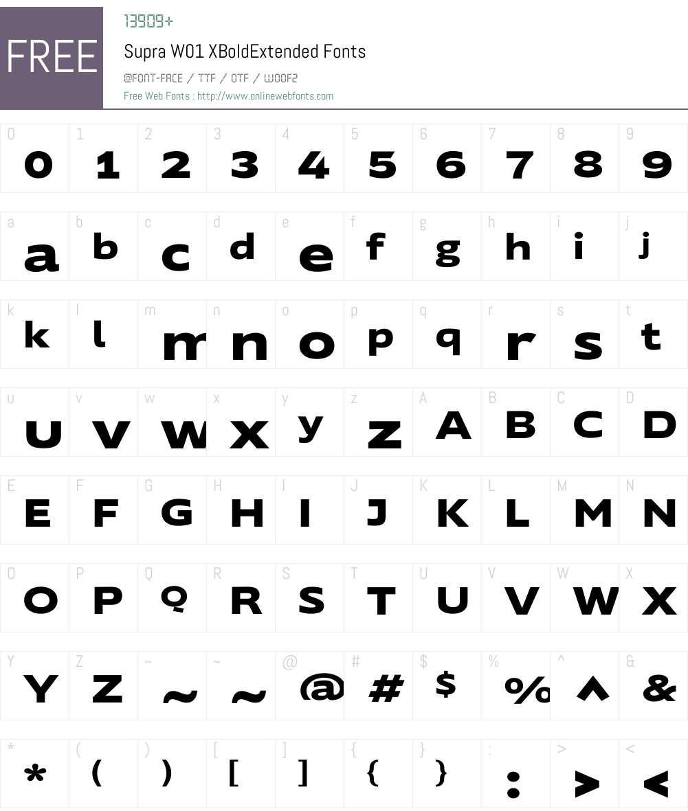 SupraW01-XBoldExtended Font Screenshots