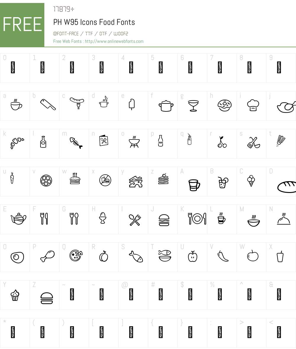 PHW95-IconsFood Font Screenshots