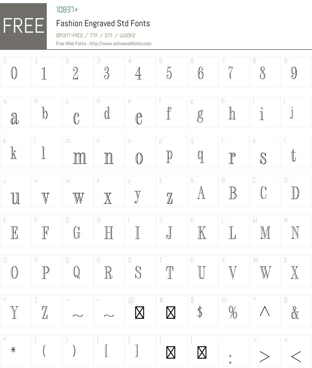 Fashion Engraved Std Font Screenshots