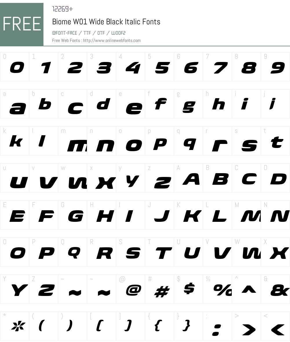 BiomeW01-WideBlackItalic Font Screenshots