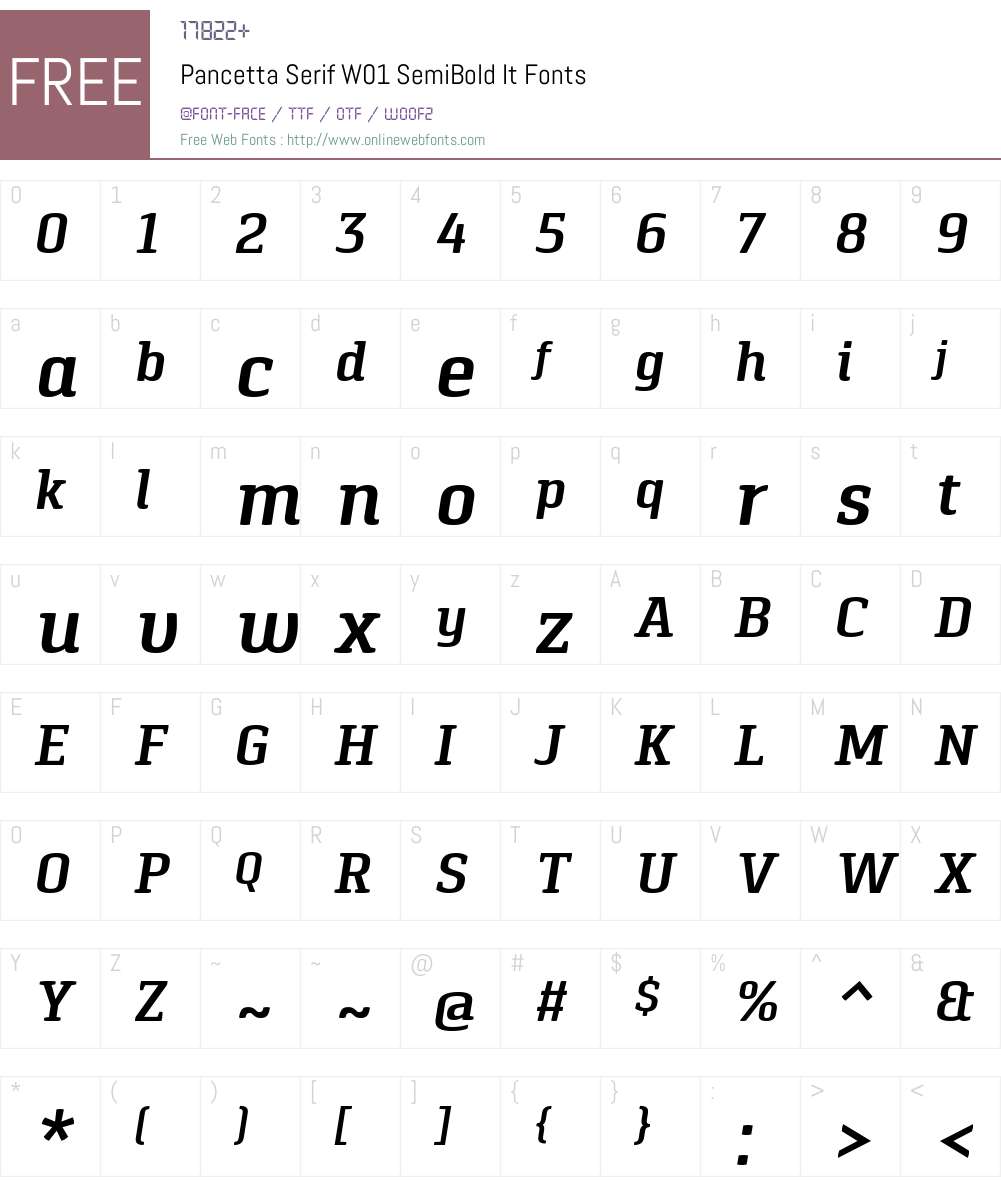 PancettaSerifW01-SemiBoldIt Font Screenshots