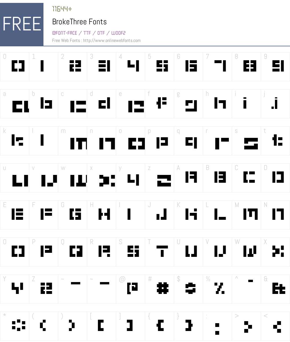 BrokeW00-Three Font Screenshots