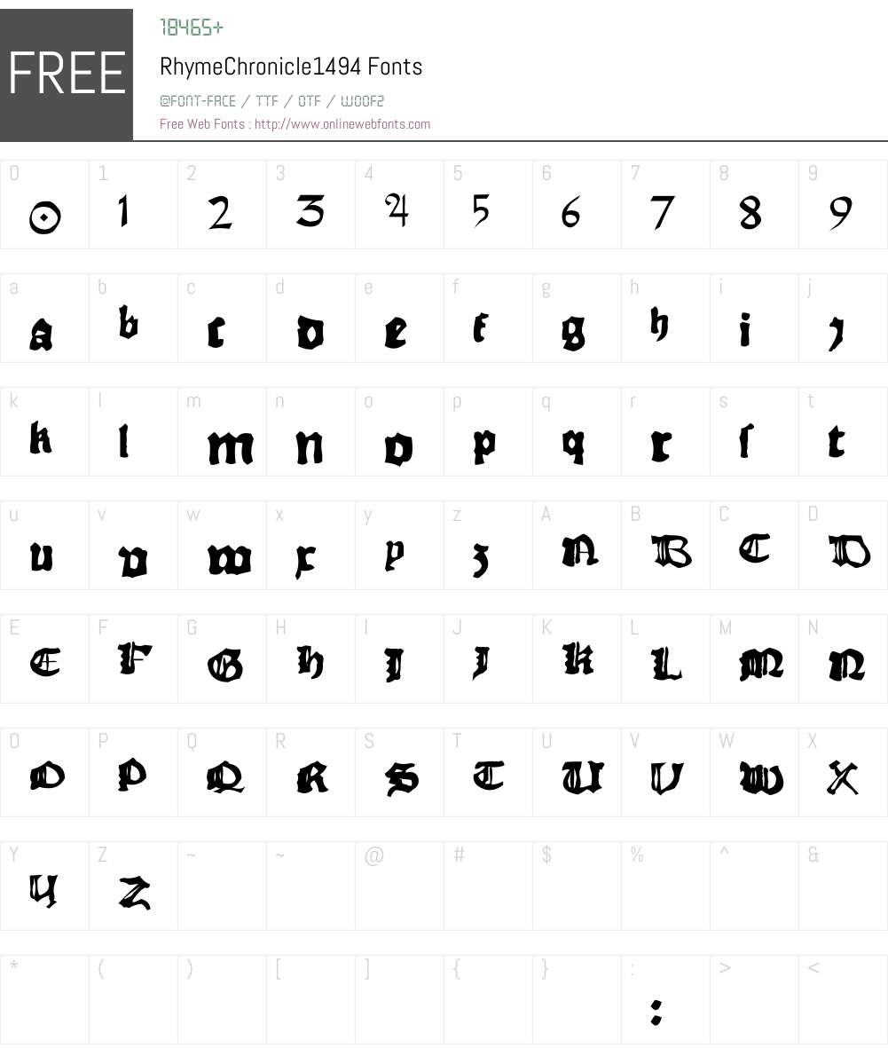 RhymeChronicle1494 Font Screenshots