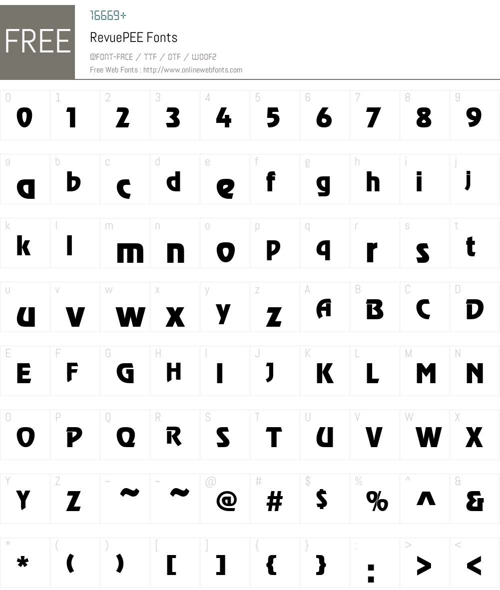 RevuePEE Font Screenshots