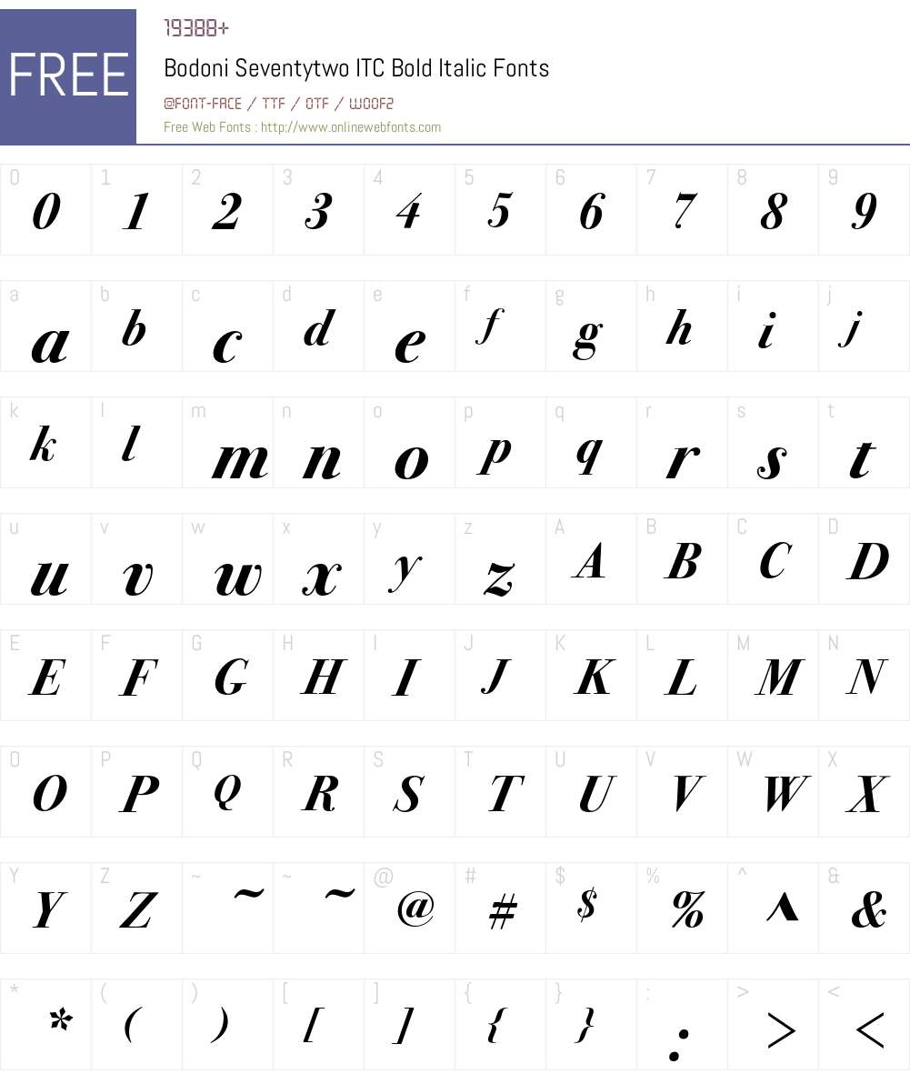 Bodoni Seventytwo ITC Font Screenshots