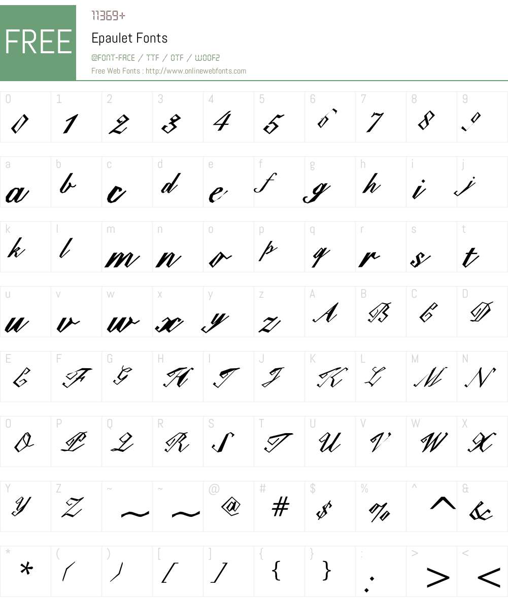 Epaulet Font Screenshots