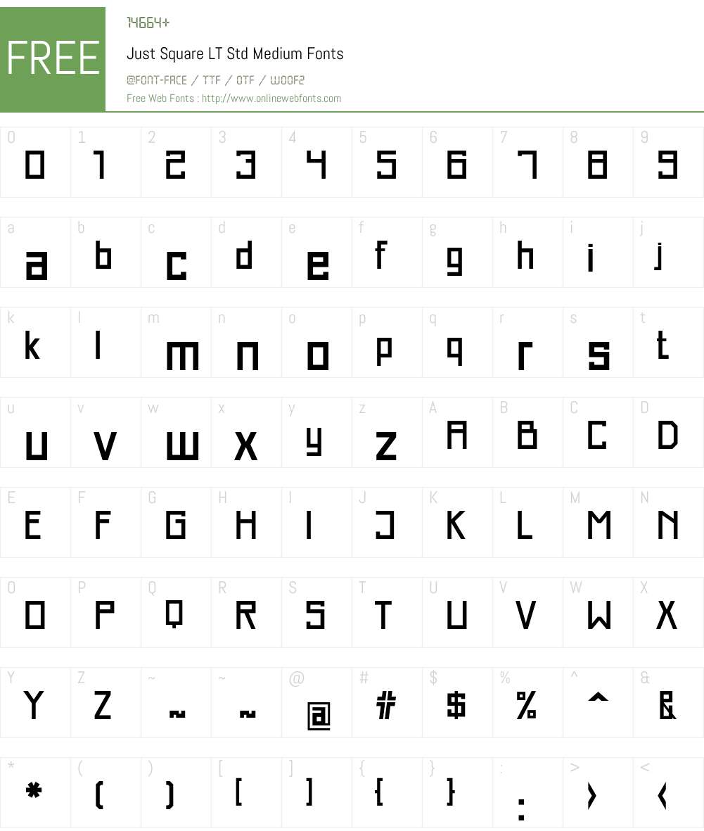 Just Square LT Std Font Screenshots