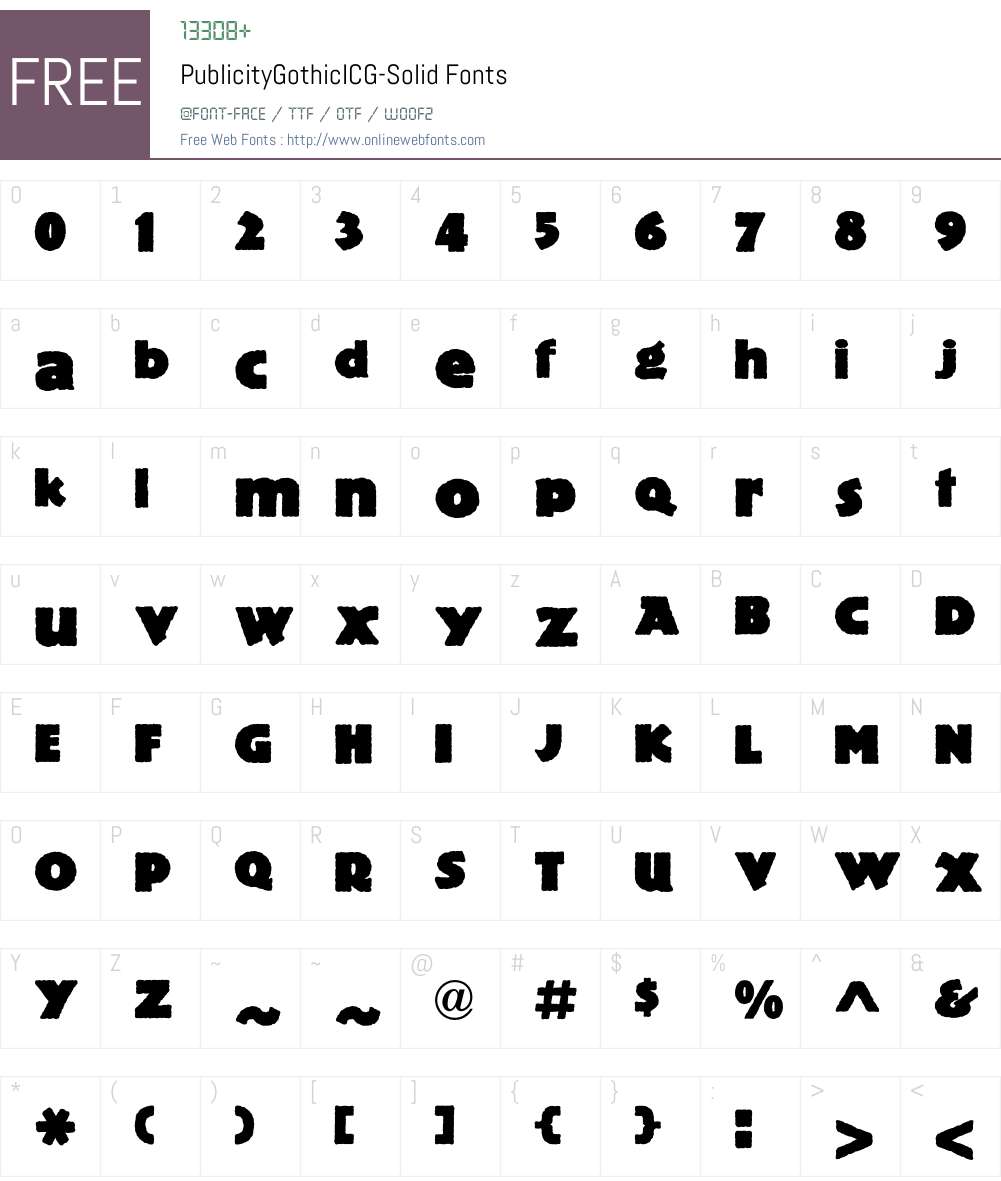 PublicityGothicICG Font Screenshots