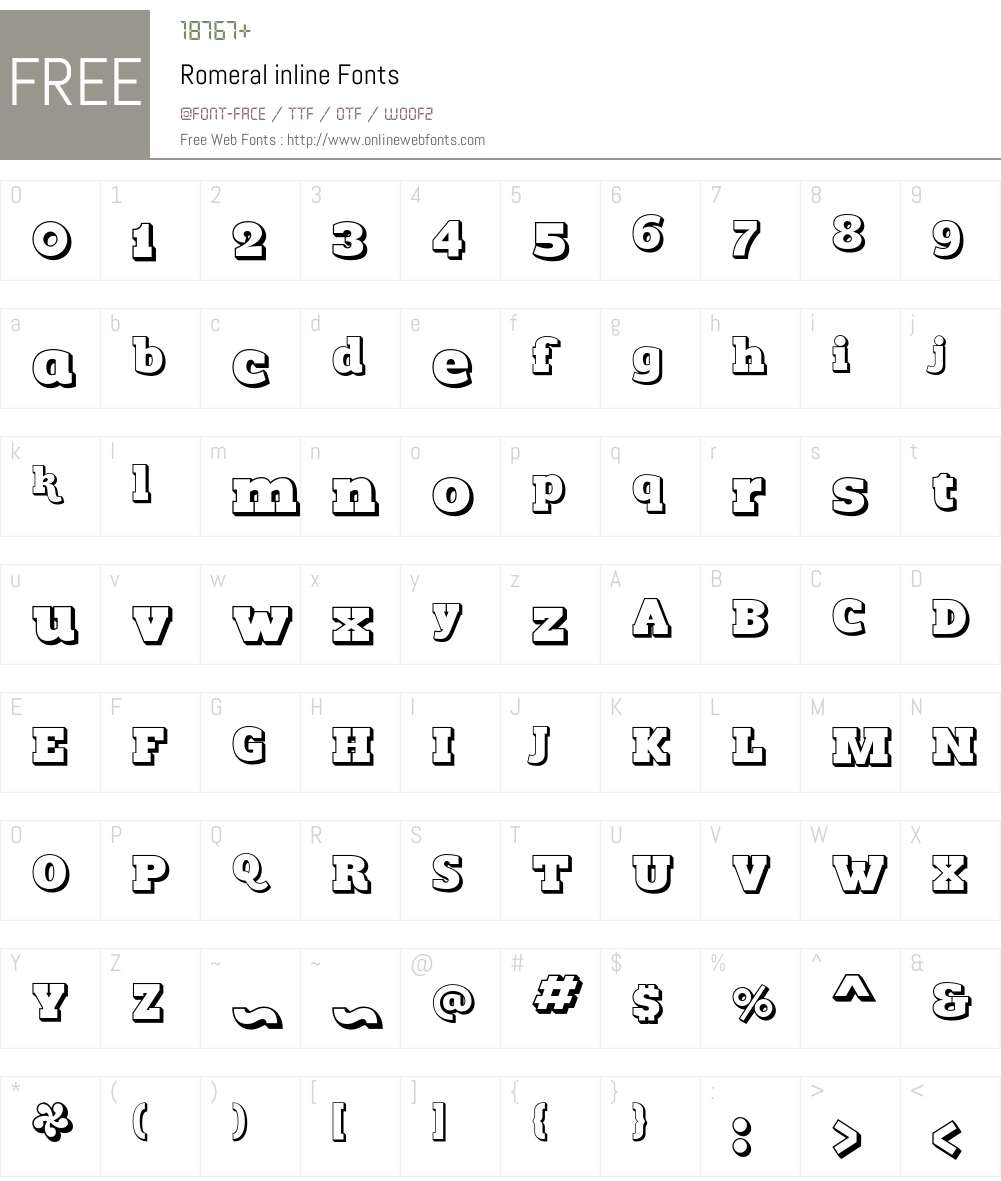 Romeral inline Font Screenshots