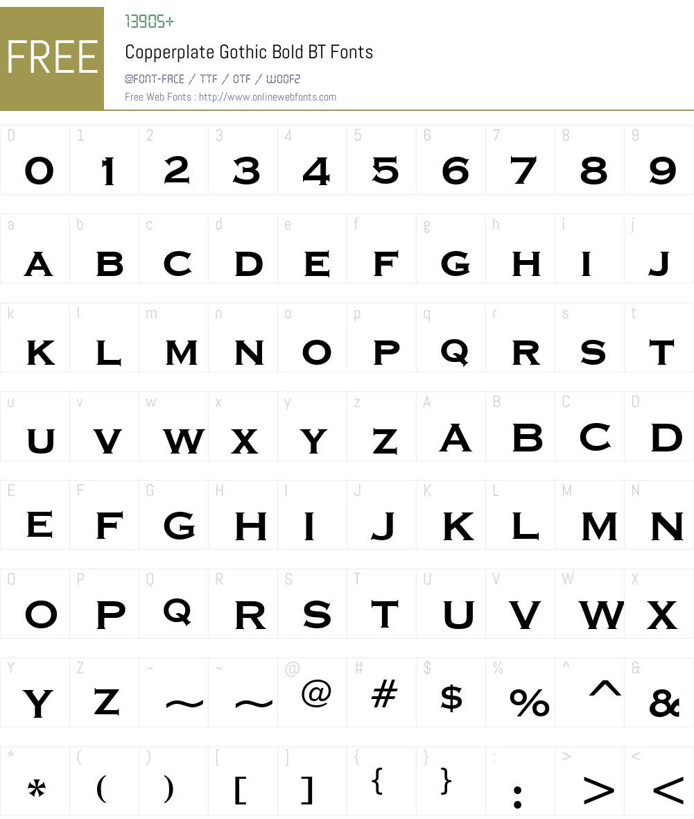 CopprplGoth Bd BT Font Screenshots