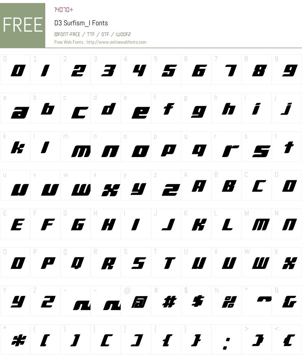 D3 Surfism_I Font Screenshots