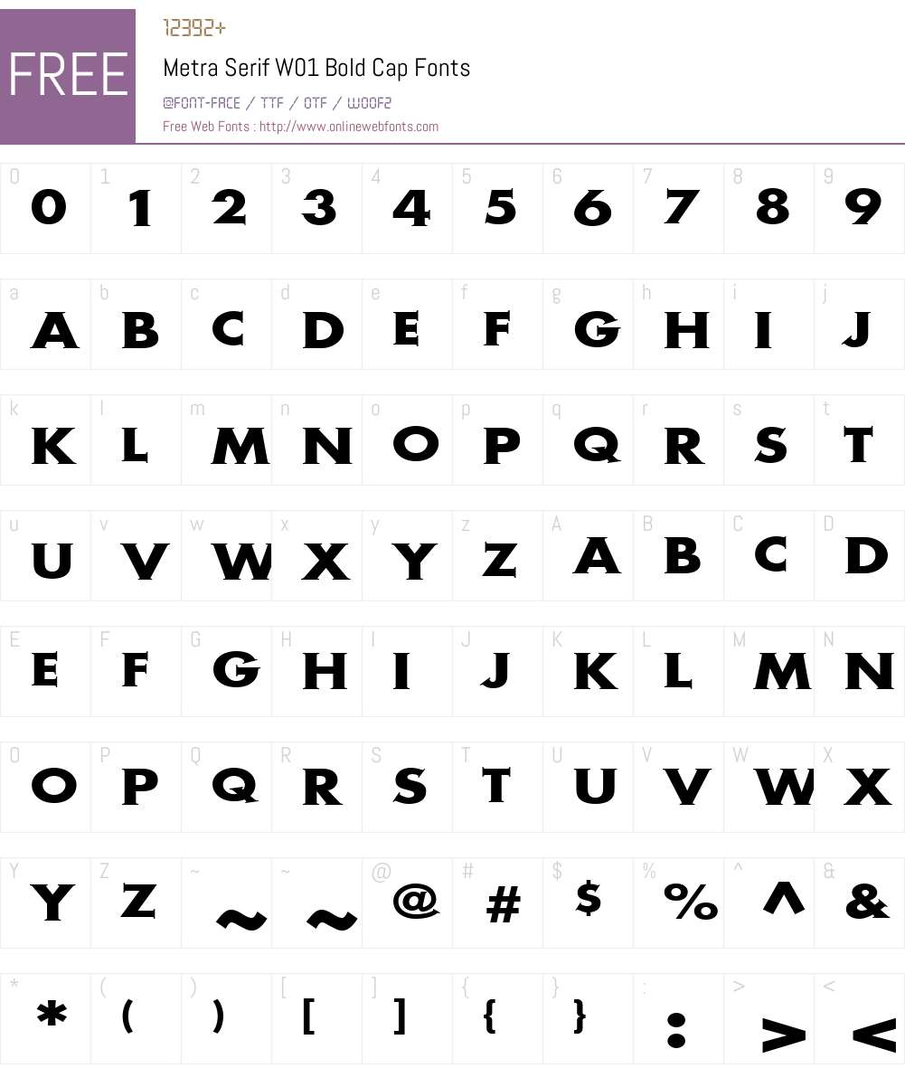 MetraSerifW01-BoldCap Font Screenshots