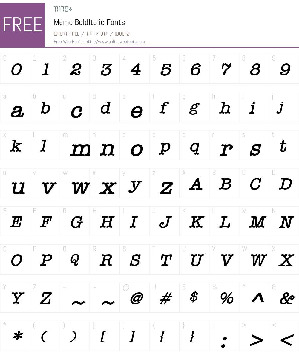 Memo Font Screenshots