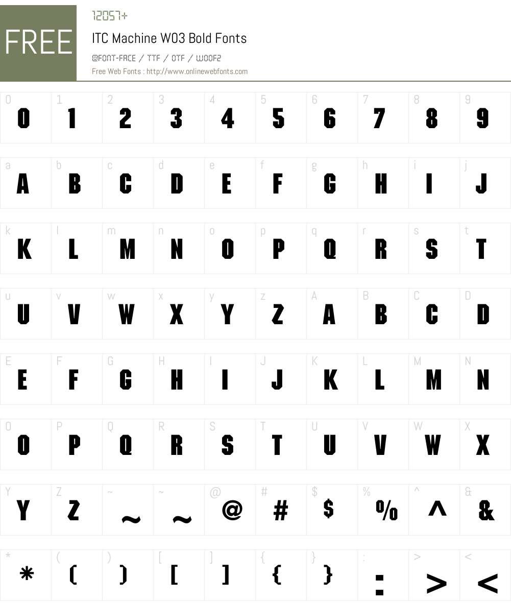 ITCMachineW03-Bold Font Screenshots