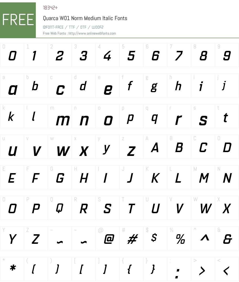 QuarcaW01-NormMediumItalic Font Screenshots