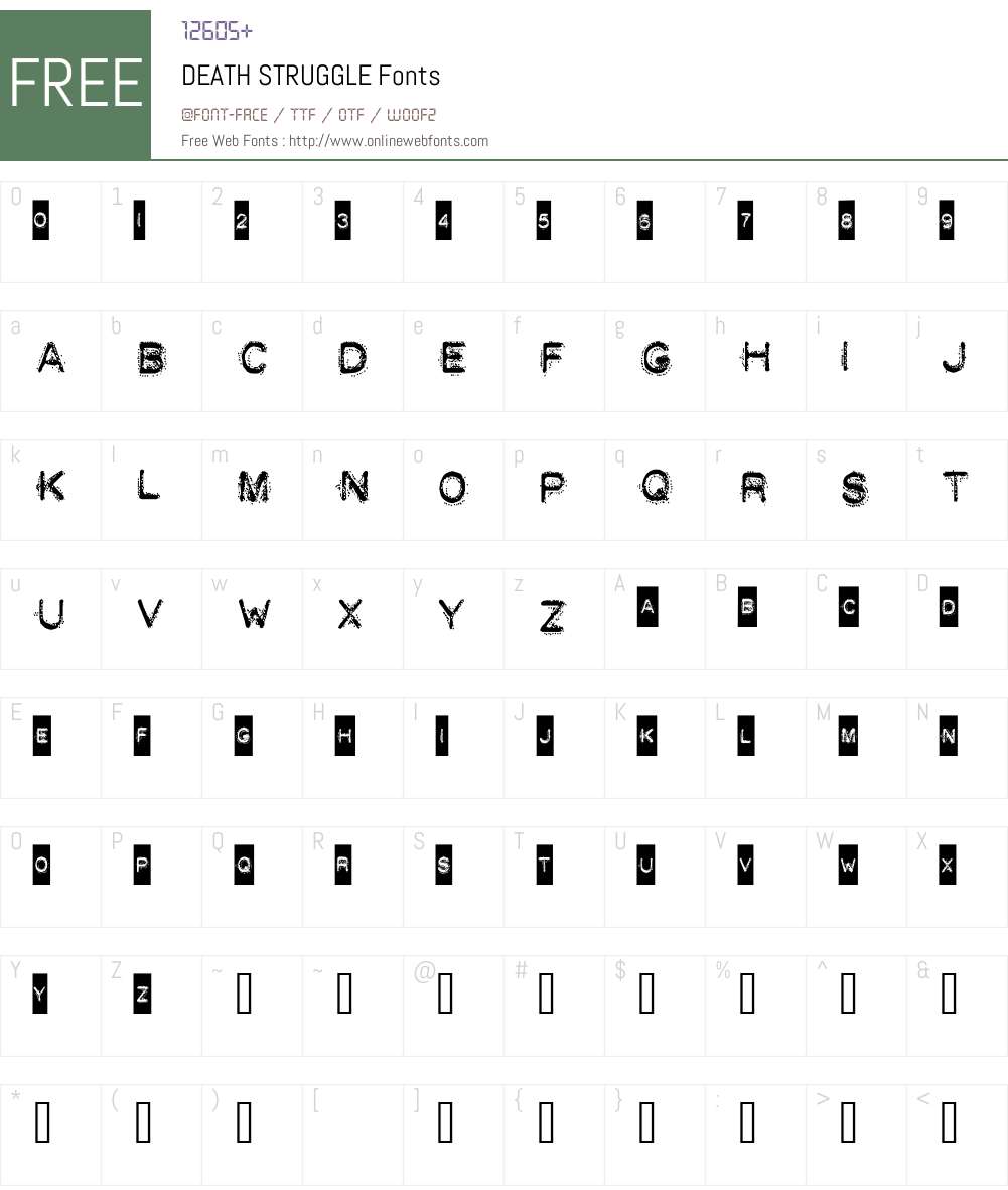 DEATH STRUGGLE Font Screenshots