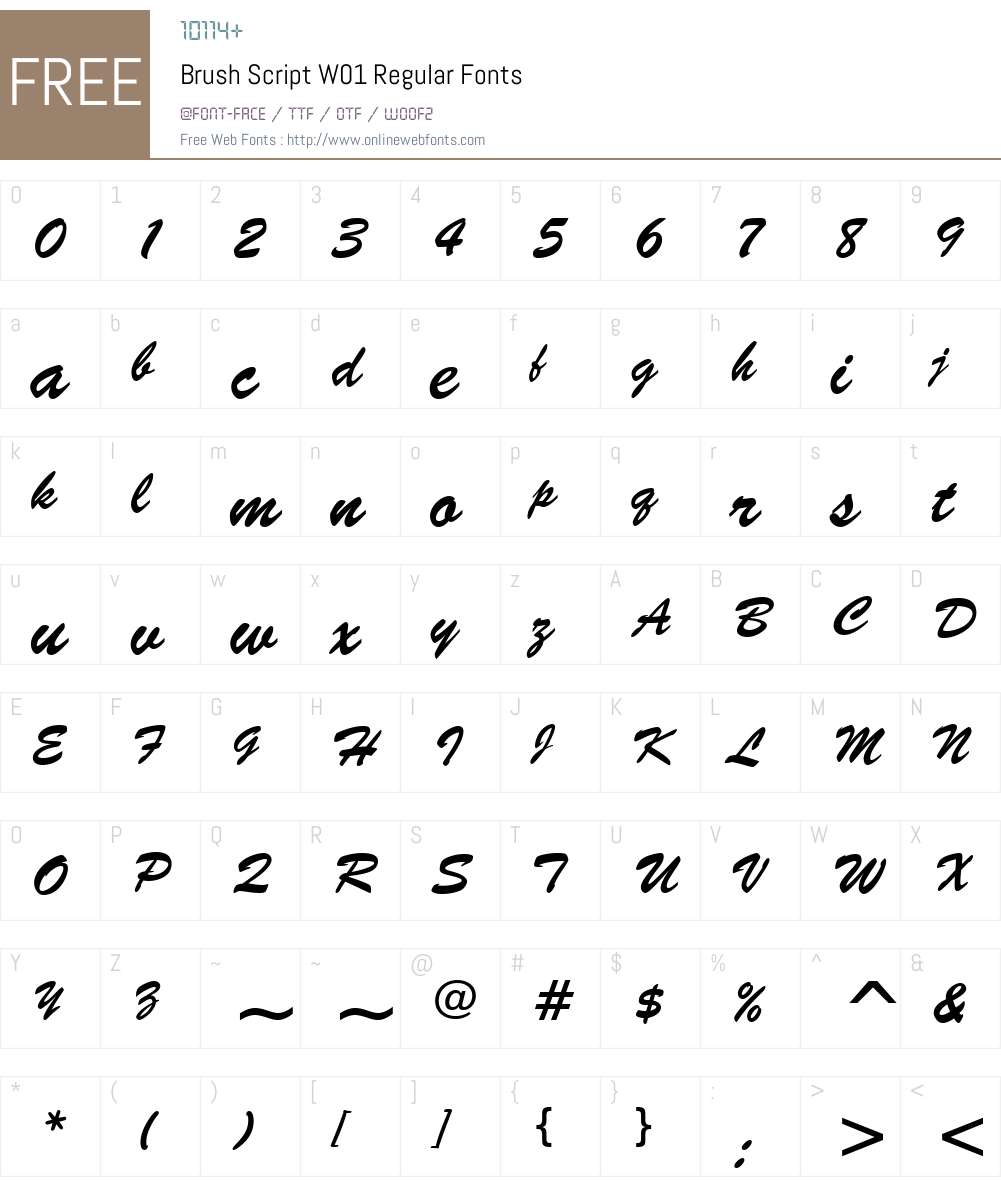 BrushScriptW01-Regular Font Screenshots