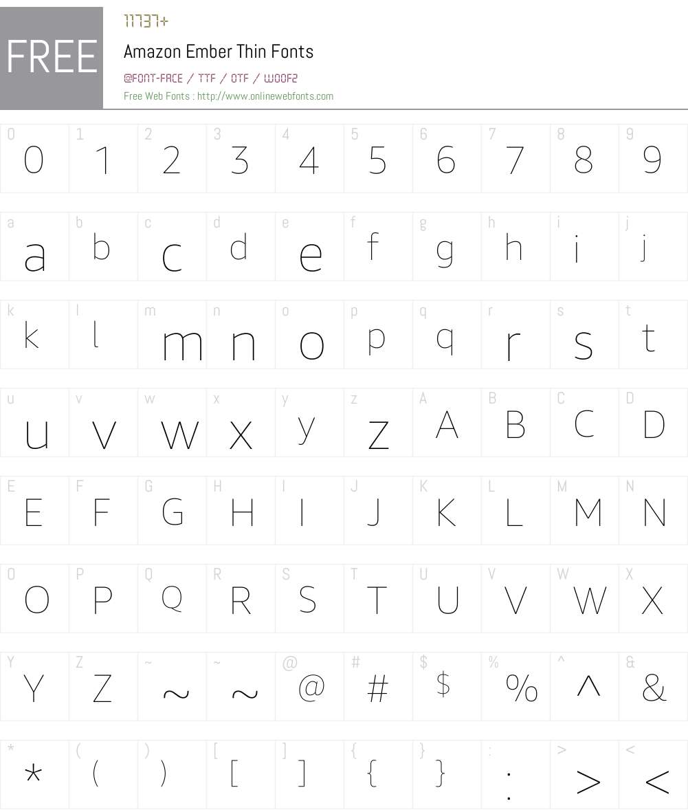 Amazon Ember Thin Font Screenshots